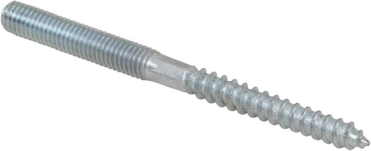 Stokschroeven - Verzinkte Schroeven - Bevestigen Constructies - Dubbele Schroefdraad - M10 x 160mm - Zilverkleurig