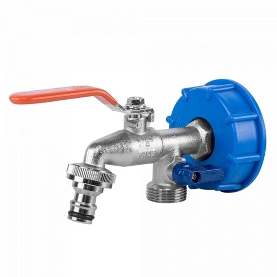 Adaptateur IBC S60x6, robinet avec 2 sorties 3/4 mâle + 2 adaptateurs de robinet 3/4 femelle