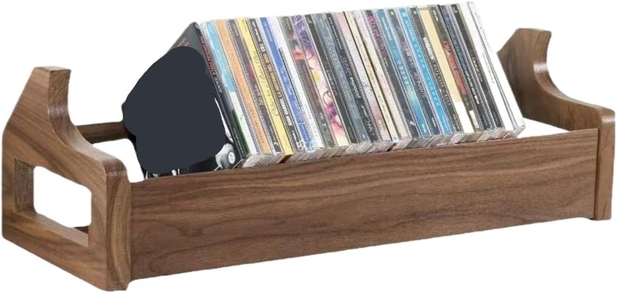 Vinyl Opberger Hout - CD Houder Bureau - Platen Opslag - Retro Stijlvol Design - 49x19x155cm - Bruin Natuurlijk