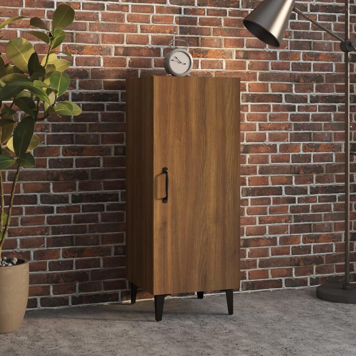 vidaXL Dressoir 34,5x34x90 cm bewerkt hout bruin eikenkleur, kast, opbergkast, bijzetkast, wandkast, houten kast, opslagkast, kasten, wandkasten
