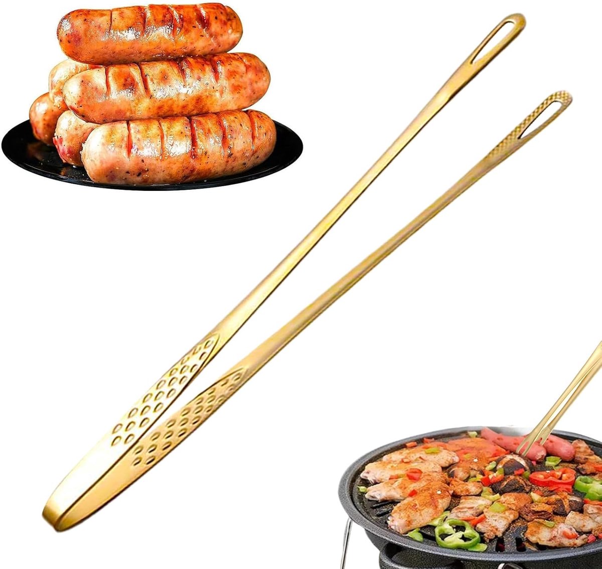 Keukentang set - Professionele tang - Koken en grillen - Roestvrij staal - 24 cm lang