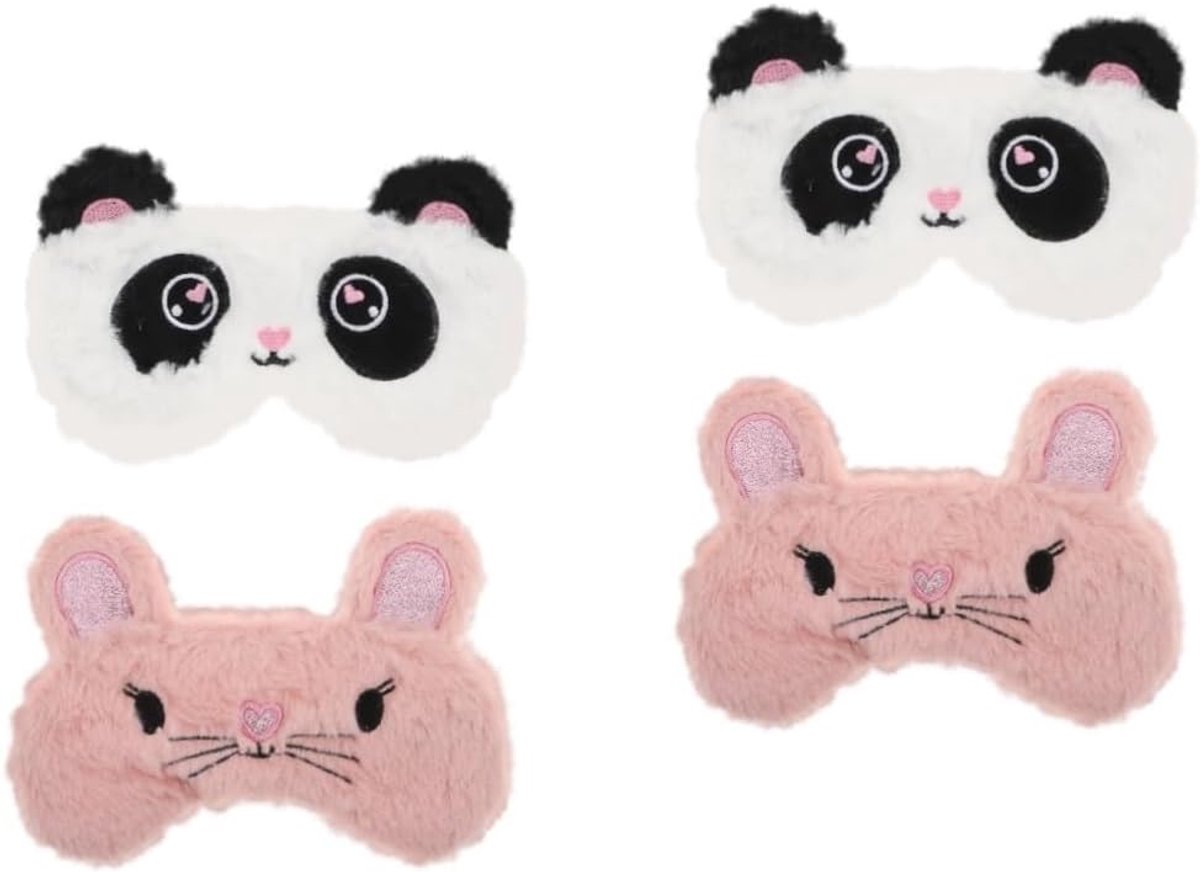 Dieren Oogmaskers - Slaapmasker Set - Comfortabel Slapen - Zacht Pluche Materiaal - 20 x 13 x 3.6 cm