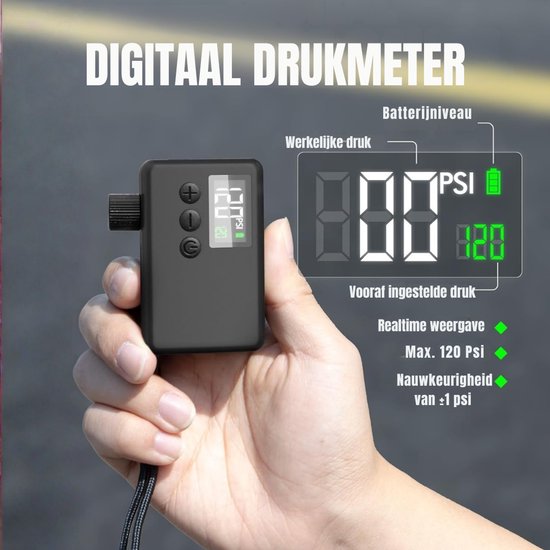 Zyrex®Fietspomp met Drukmeter - Fietspomp Klein - Fietspomp Handmatig - Zwart - 5cm x 4cm x 8cm — afbeelding 2