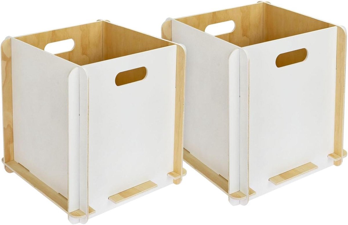 Opbergdozen Hout - Opbergbakken Kubus - Kallax Rekken - Insteekbaar Front - 32x32x32 cm - Wit