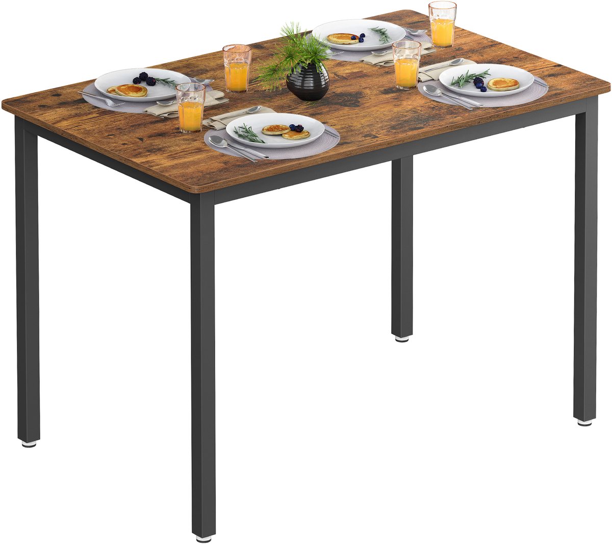 Vasagle Eettafel - Voor 4 Personen - Geschikt voor Woonkamer Eetkamer Keuken - Vintage Stijl Ebbenhoutzwart-Matzwart
