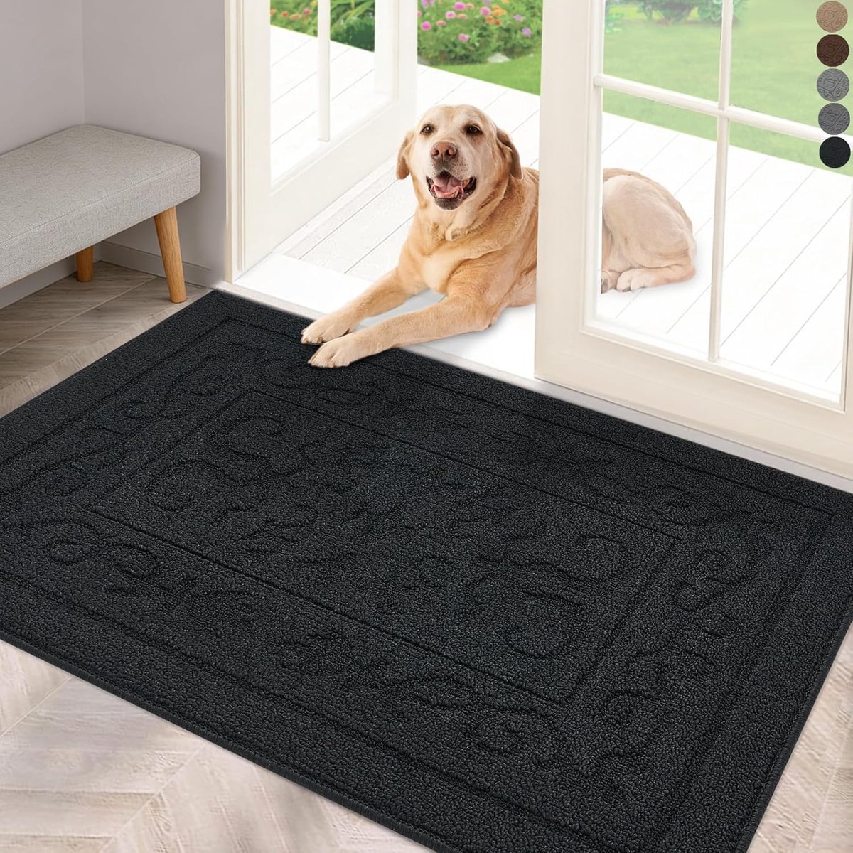 Binnendeurmat - Voordeur mat - Vuil weren - Laag profiel - 50 x 81 cm - Zwart