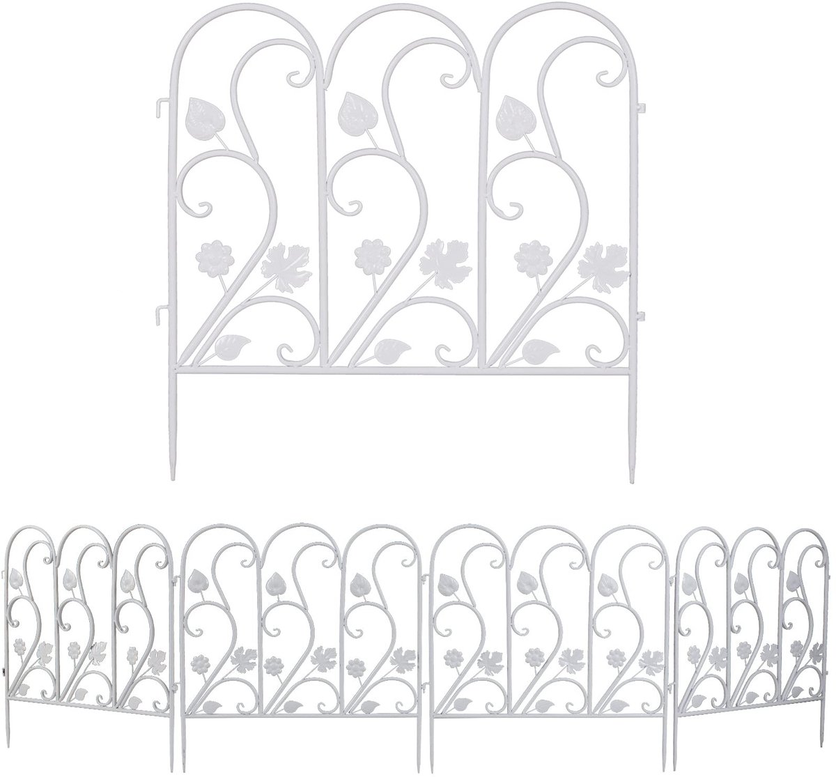 Cosensi- Tuinhek 62 cm hoog - 5-delige Set - Gecoat Ijzer - Decoratieve Omheining - Grondpennen - Voor Tuin/Terras