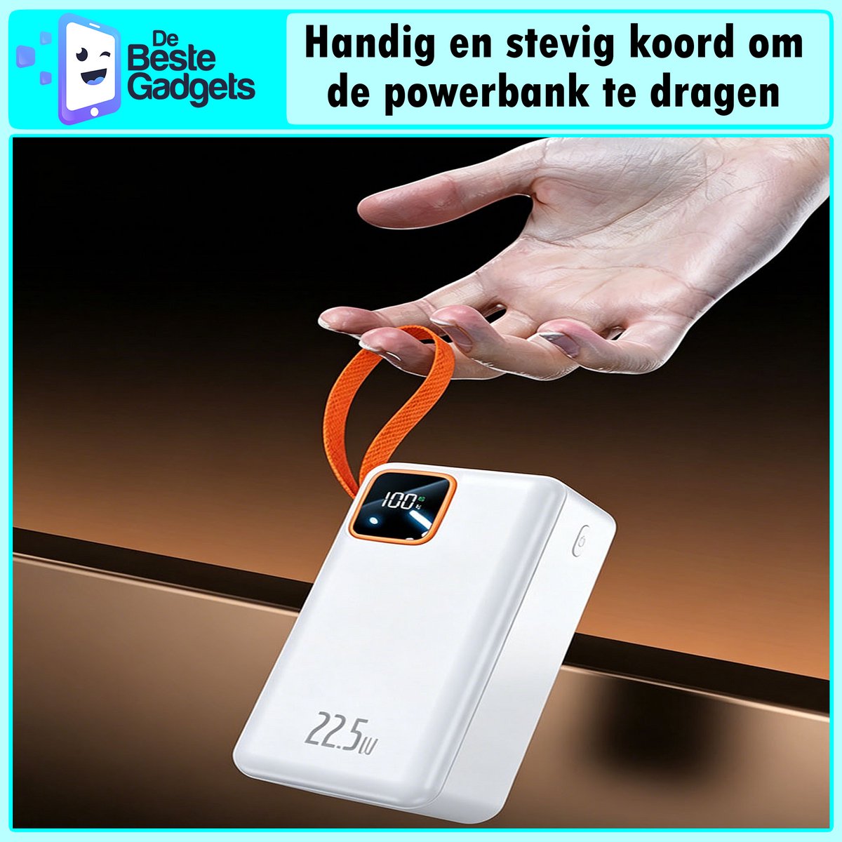 De Beste Gadgets Powerbank 60.000mAh – 30W Snelladen – 4 Ingebouwde Kabels – USB-C, Lightning & Micro-USB – Draagbare Oplader voor iPhone, Samsung, iPad & Meer – foto 4