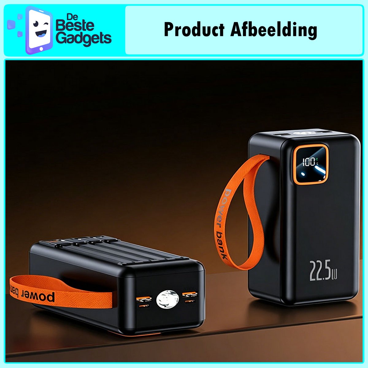 De Beste Gadgets Powerbank 70.000mAh – 30W Snelladen – 4 Ingebouwde Kabels – USB-C, Lightning & Micro-USB – Draagbare Oplader voor iPhone, Samsung, iPad & Meer – foto 7