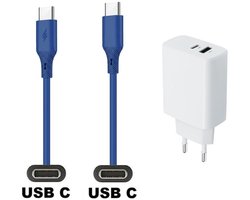 30W super snellader + 1,0m USB C naar C kabel. Universele PD lader. Oplader oplader past op Universeel Jabra, JVC, Lotoo, MARSHALL, Medion, Nikon, OnePlus, Panasonic, RICOH, Pocketbook, Rollei