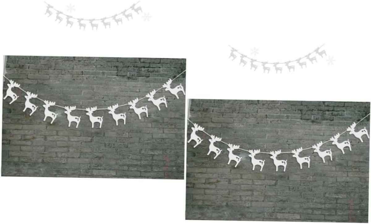 Papieren Slingers - Kerst Guirlande - Feest Versieren - Met Herten Design - 2 Stuks - Zilver