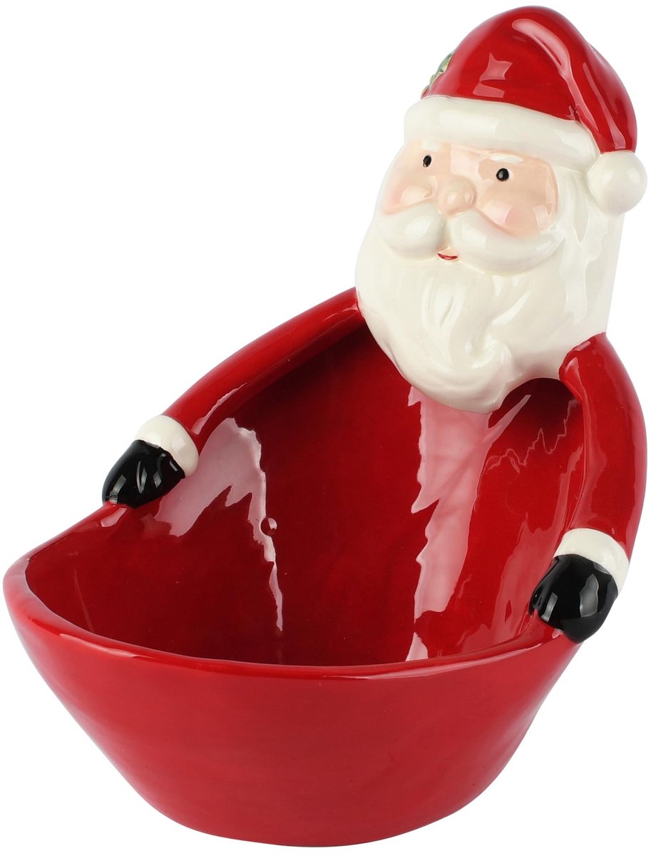 Dekoratief | Bowl santa, rood/wit, keramiek, 19x15x19cm | A265792