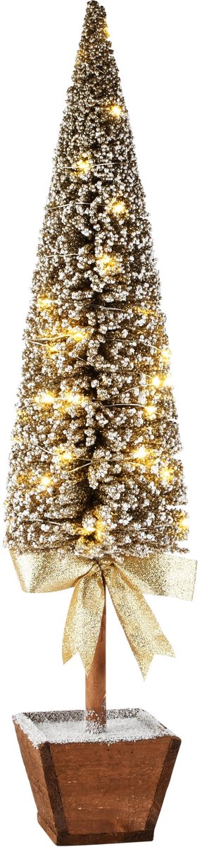 Dekoratief | Deco boom m/strik op voet, goud, pvc, LED, 20x20x100cm | A265306