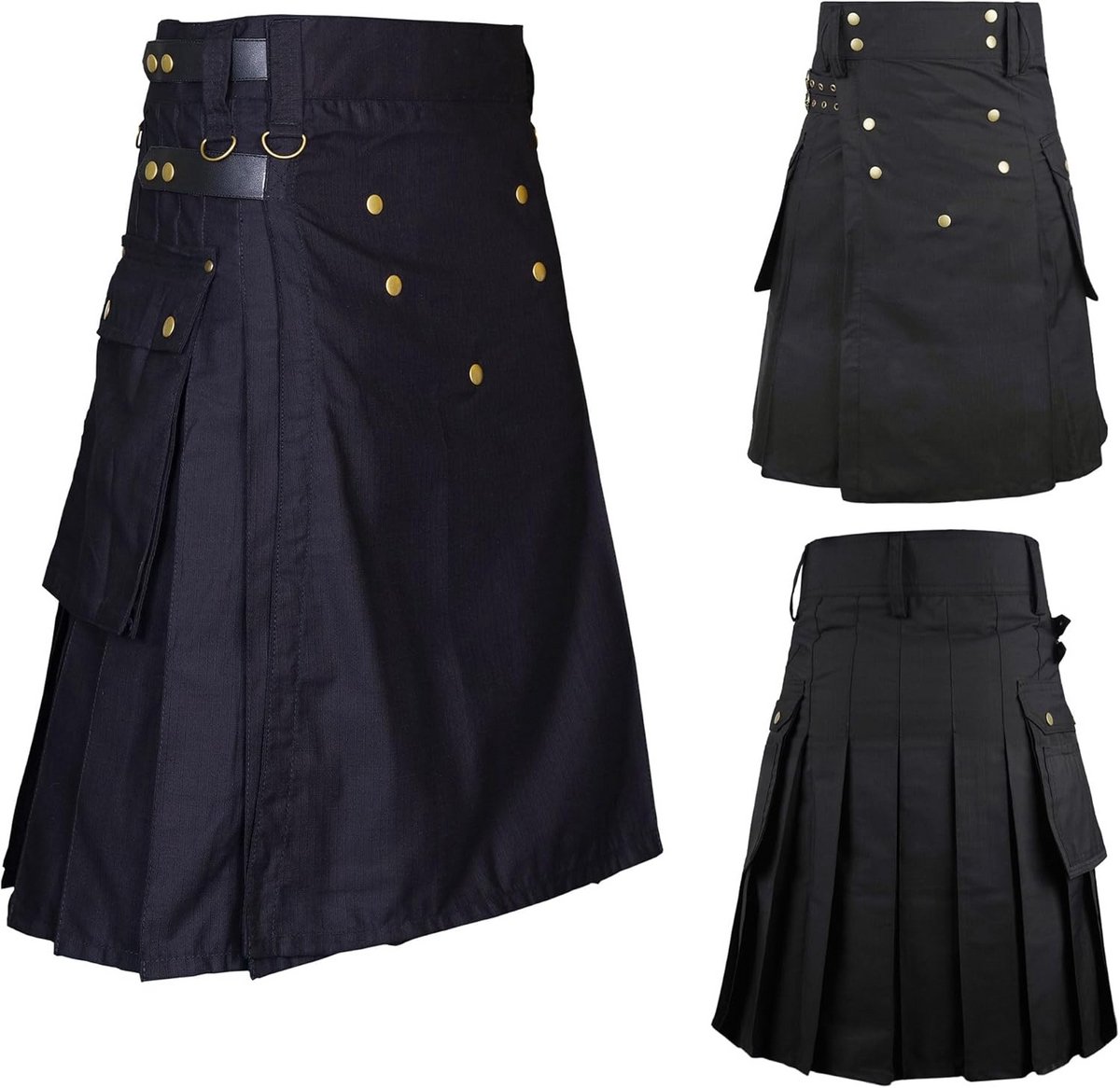 McWilliams Kilts for Men, Active Mannen Deluxe Black Sport Utility Kilt, Scottish Men Costume, Black Utility, 44