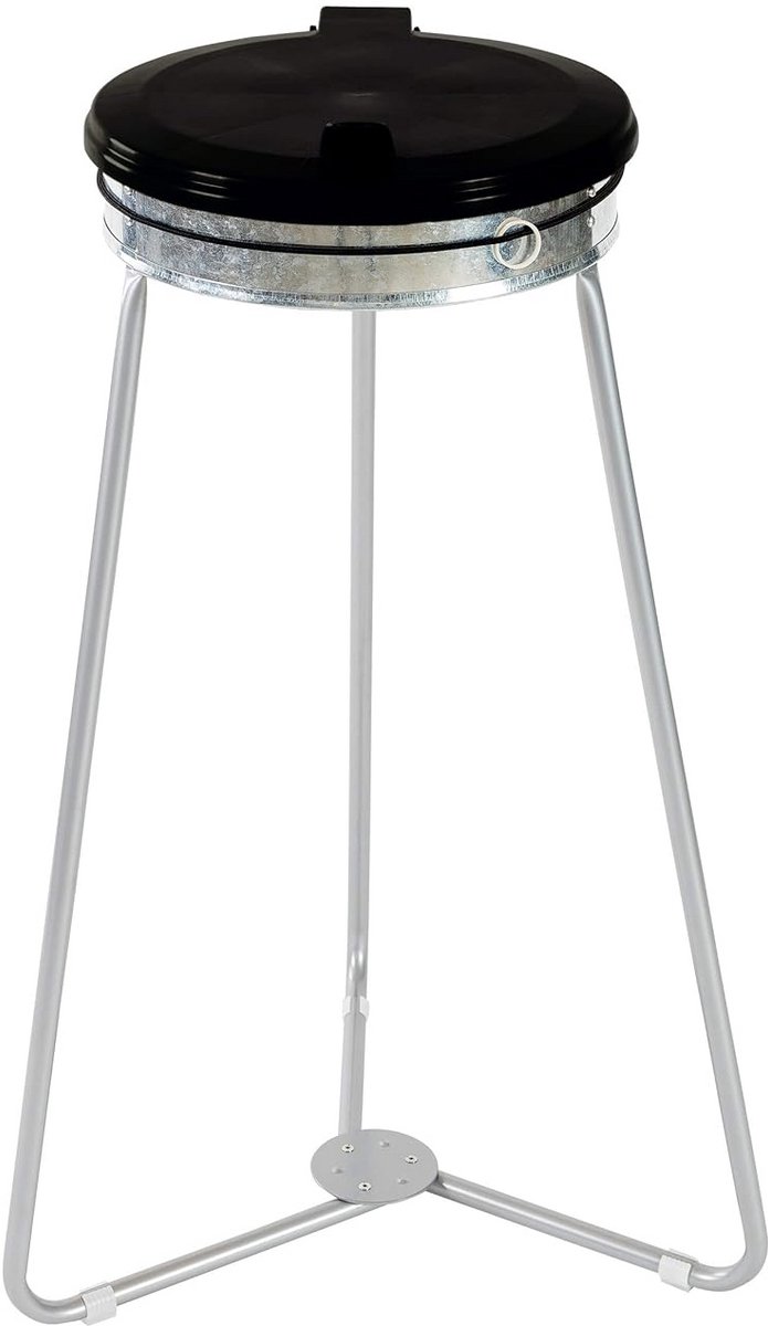 devil ray - Vuilniszakhouder met drie poten, verzinkt, 70-120 l, stationair (zwart)
