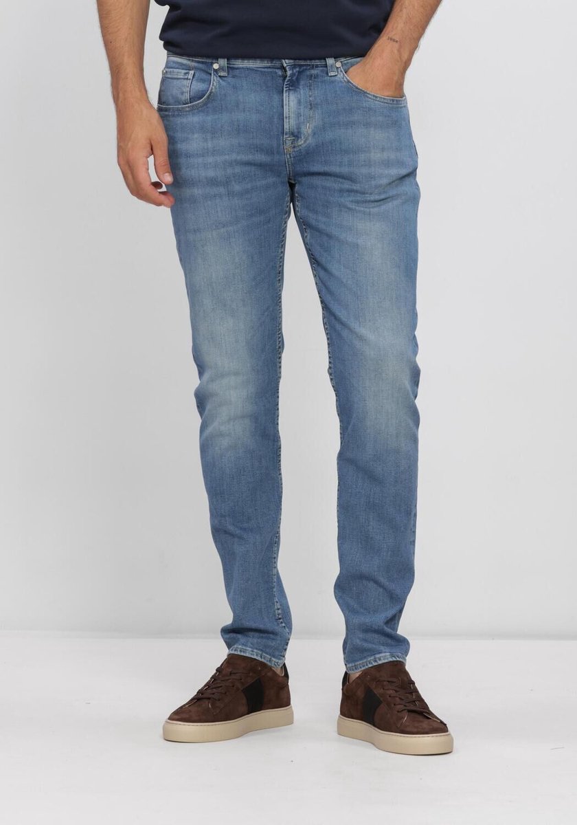 7 For All Mankind Slimmy Tapered Wavefrom Jeans Heren - Broek - Lichtblauw - Maat 34