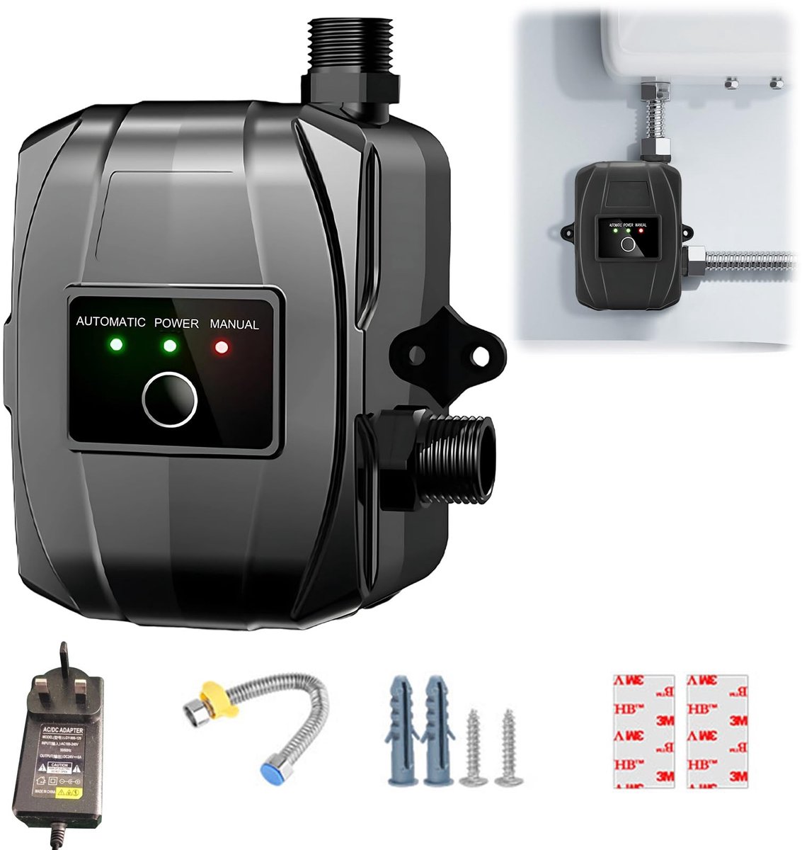 MTTproducts- Drukverhogingspomp 24V - Mini-automatische Waterpomp - 32 l/min Debiet - Stille Werking - 22 m Waterdruklift - Veilig Thuisgebruik