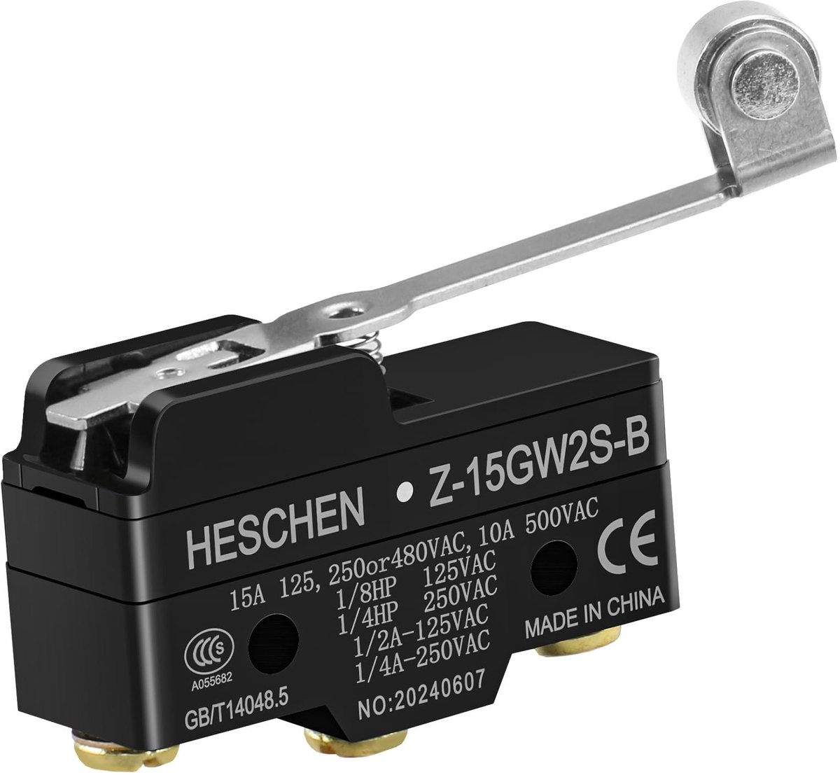 MTTproducts - Witches Micro Switch - 15A Stalen Scharnier Roller Handle - Automatische Schakelaar - Zwart - Beveiligingscircuits - Geschikt voor Panel...