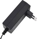 Zwarte stroomadapter met Europese stekker voor de elektrische massagestoel.