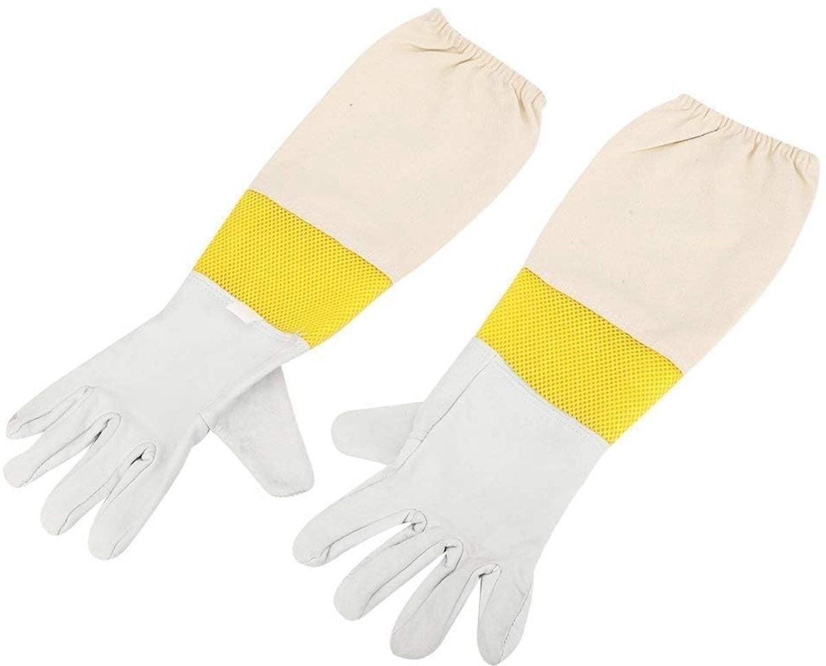 MTTproducts- Bijenteelt Handschoenen Lange Mouwen - Imkerhandschoenen - Steekbescherming - Geitenleren Handen - Duurzaam Canvas - Maximale Armbedekking