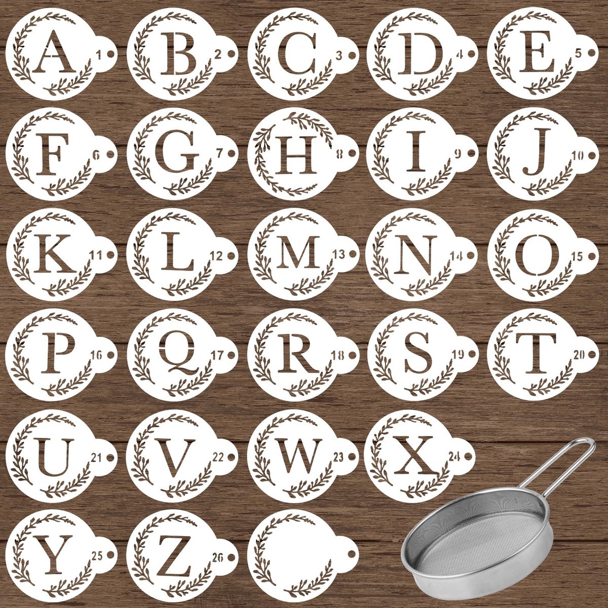 MTTproducts- Lettersjabloon 27 Stuks - Bloemzeef 12,8x8x1,6cm - Herbruikbare Alfabetsjablonen - Koekjesdecoratie - Cadeaus voor Zuurdesembakkers - Bakvorm