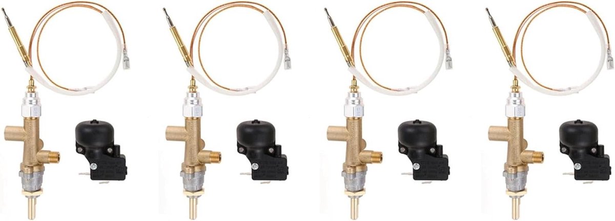 Verwarmingsregelaar Set - Gasventiel Thermokoppel - Terrasverwarming Reparatie - Messing Constructie - 3 Stuks - Zilverkleurig