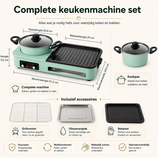 Celestul 3-In-1 Multikookmachine - Elektrische Grill - Hete Pot - Rookloze Barbecue - Tafelgrill - Grillplaat - Koken - Zwart — afbeelding 2