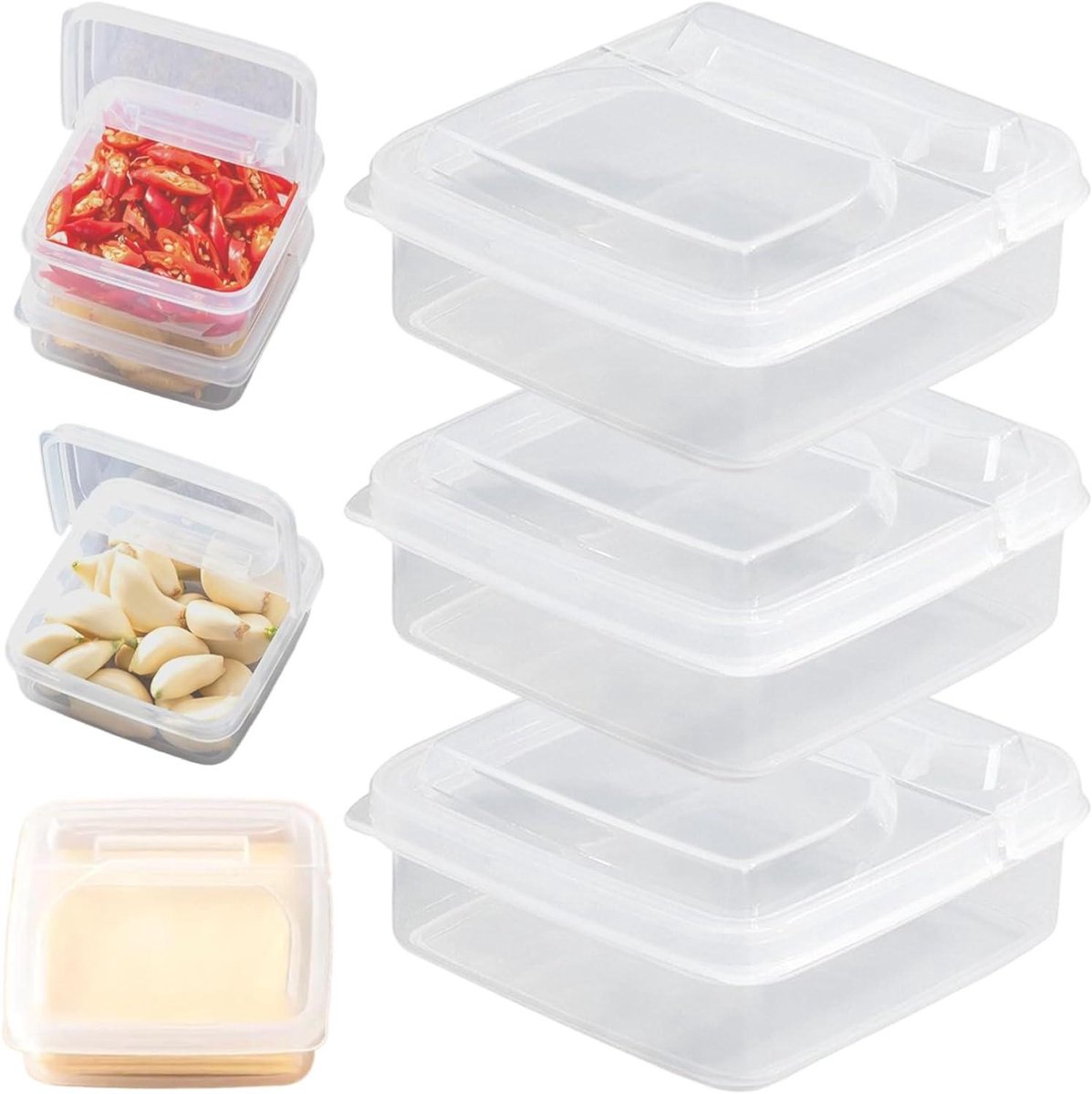Kaascontainer Set - Voedselbewaarder Keuken - Koelkast Organiseren - Luchtdichte Flip-Top - 3 Stuks - Wit
