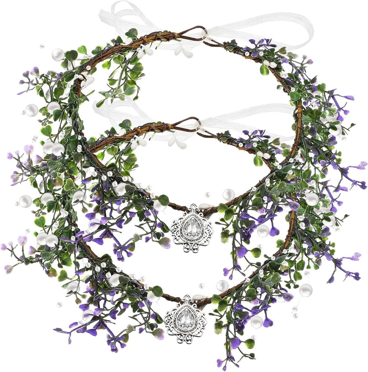 Bloemen Hoofdband - Bloemenkrans - Feestelijk Accessoire - Verstelbare Lengte - 20 x 20 cm - Multicolor