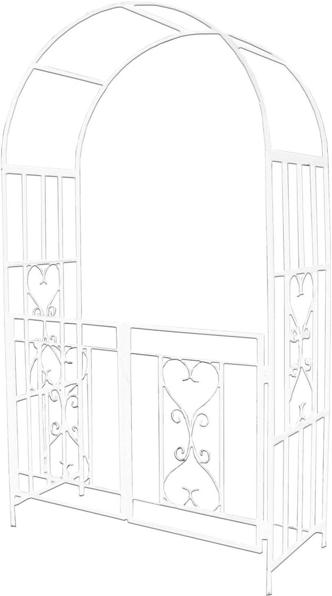 Tuinboog Met Deuren - Metalen Pergola - Planten Ondersteunen - Robuust Ijzeren Frame - H210cm - Wit