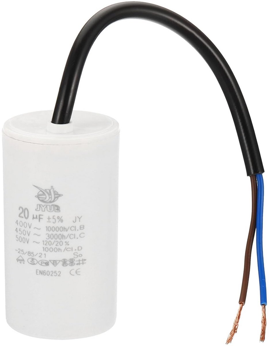 PATIKIL CBB60 Condensatorfunctie, 20 uf, AC 450 V, 2 draden 50/60 Hz cilinder 73 x 40 mm, voor waterpompen, wasmachines en motorstarter