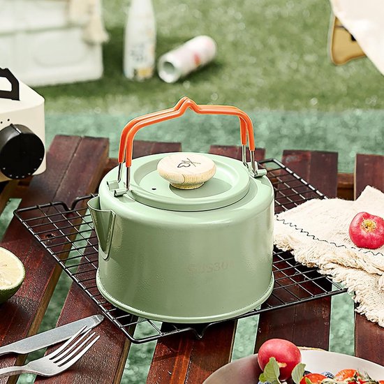 Kampvuur Waterkoker - 1100ml Draagbare Camping Theepot Waterkoker | Warmwaterkoker, Hittebestendig Handvat Camping Waterketel, Warmwaterkoker voor Kachel, Outdoor — afbeelding 3