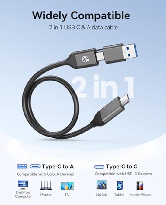 Draagbare SSD 4TB met 2-in-1 USB-C Kabel - Snelle Externe Solid State Drive voor Smartphone, Tablet en PC — afbeelding 5