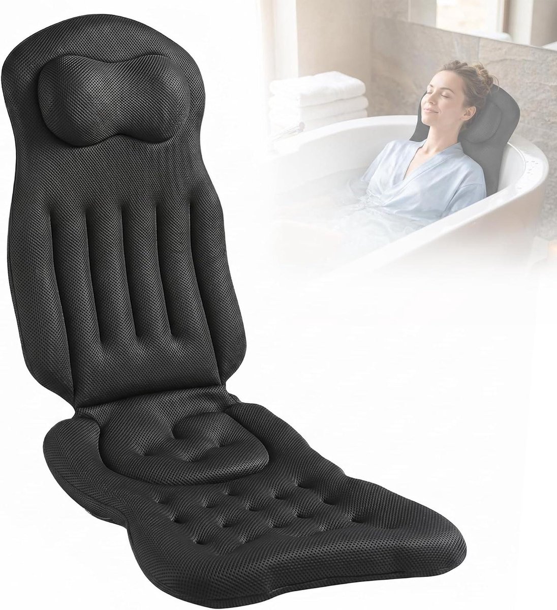 Badkussen - Luxe kussen - Ontspanning thuis - 4D Air-Mesh - Extra dik - Zwart