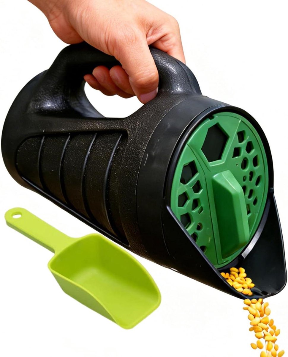 Handstrooier - Gazonstrooier Bodemverbeteraar - Gazon Bemesten - Moeiteloze Bediening - 15 x 15 x 32 cm - Grijs