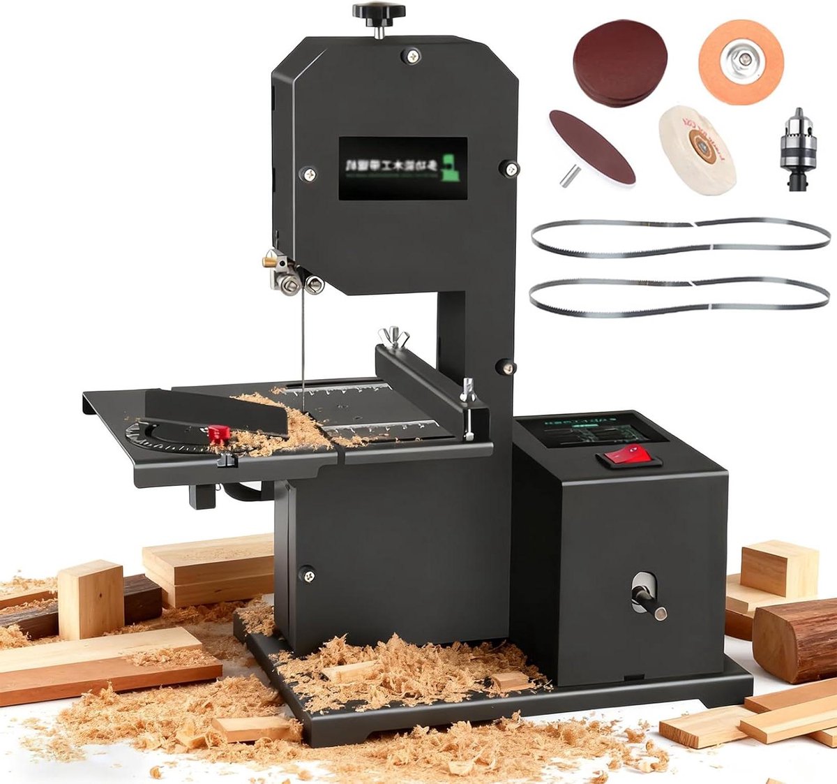 Compacte Lintzaag - Verticale Zaagmachine - Gedetailleerd Houtbewerken - 800W Koperen Motor - 70 mm Zaagdiepte - Grijs