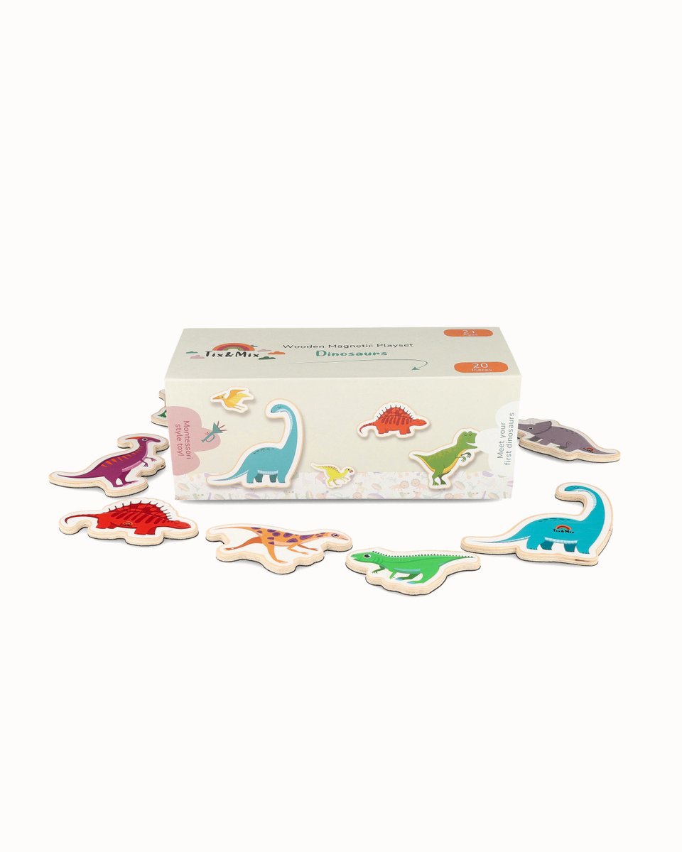 Tix & Mix - Magnetische set - Dinosaurus - 20 stuks - magnetische wandsticker accessoires