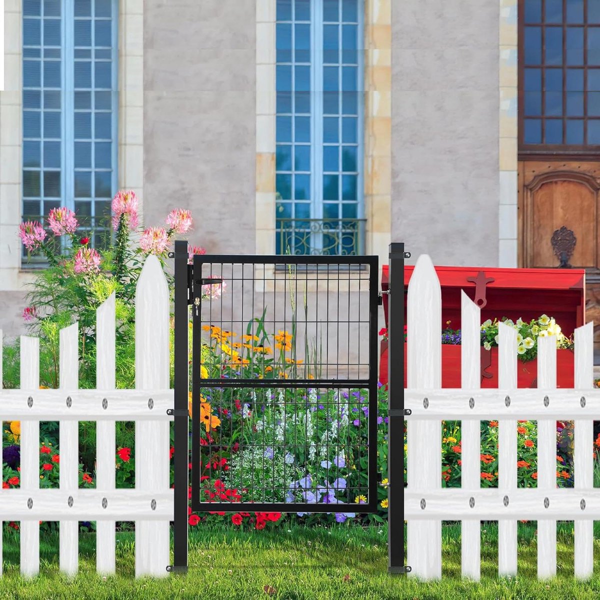 Metalen Tuinpoort - Hekwerk Deur - Tuin Afscheiden - Verzinkt Staal - 120 x 100 cm - Grijs