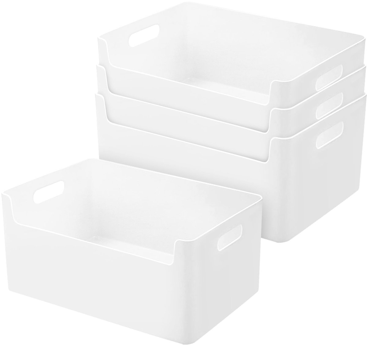 carmdering - Opbergdoos - Opbergbak - Kunststof Doos - Lage Voorkant Voor Overzicht - Stapelbaar Design - Polypropyleen - Gladde Randen - Veilig Draagcomfort - 4 Stuk