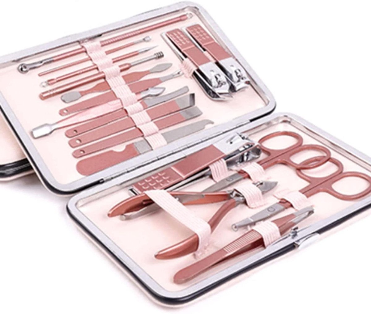 Manicure Set - Verzorgingsset Nagels - Persoonlijke Verzorging - 18 Delige Kit - Compacte Koffer - Zilver