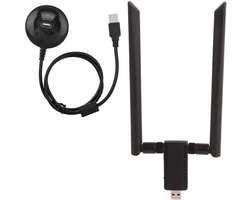 Draadloze netwerkkaart WiFi-ontvanger 2.4G - 5.8G Dual-band met Dual High Gain externe antenne - XP/Vista - 7/8/10 - Linx2.6X OS X - Snelle en stabiele verbinding .