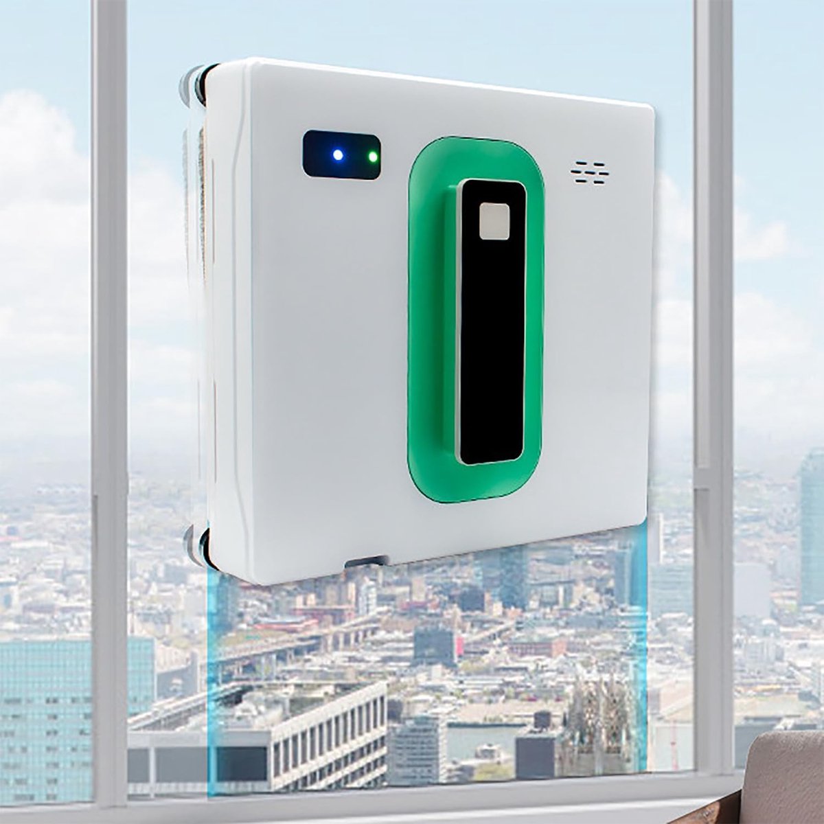 Robotische raamreiniger – Raamreinigingsrobot met afstandsbediening, 50 ml watertank en 3 reinigingsmodi, 2800 Pa sterke zuigkracht en intelligente routeplanning – voor ramen en spiegels (binnen en buiten)
