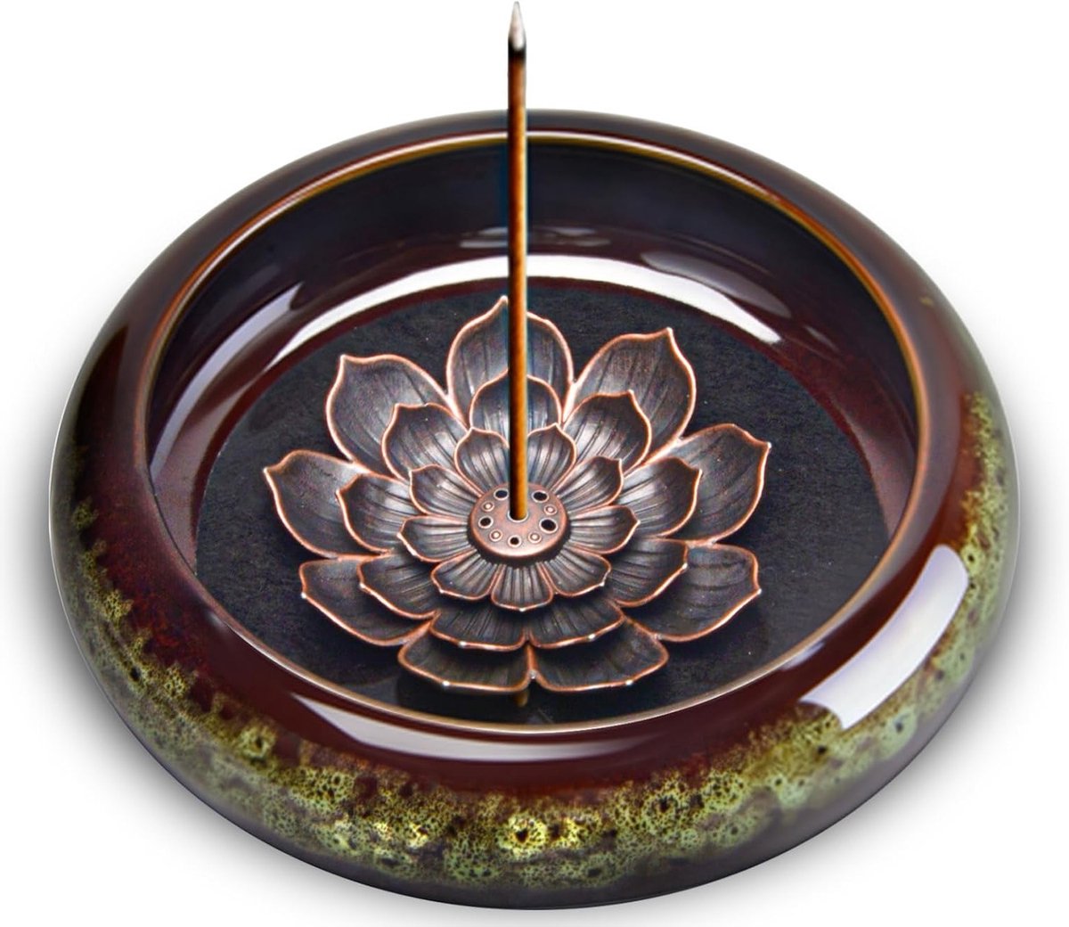 Afneembare Wierookhouder met Lotusontwerp - Gemakkelijk te Reinigen Wierookschaal voor Meditatie, Yoga en Ontspanning - Keramische Decoratie voor Wierookstokjes, Kegels en Spiralen
