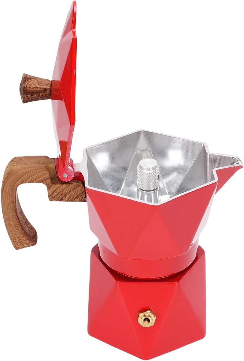 Koffiezetapparaat - Espresso Maker - Italiaanse Koffie - Dubbele Klep - 2 Kopjes - Rood