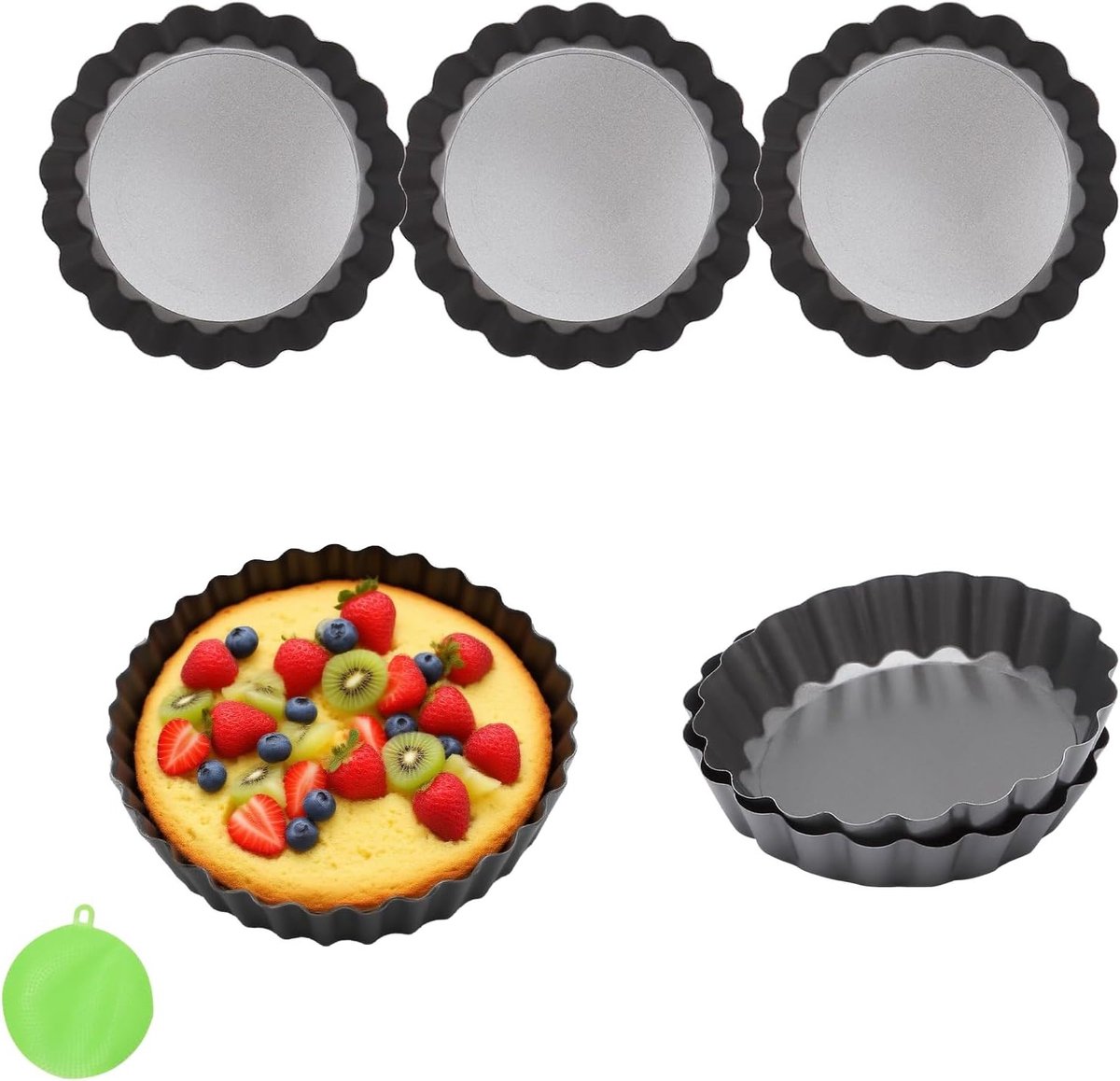 Set van 6 mini quichevormpjes van 10 cm, ideaal voor tartlets, muffins en gebak, met anti-aanbaklaag en gemakkelijk schoon te maken