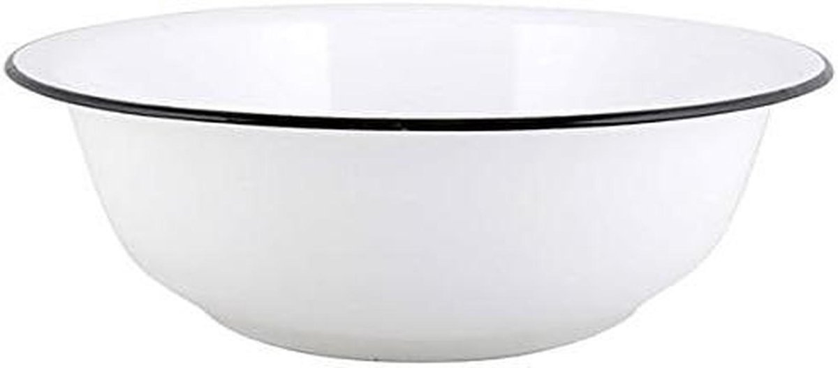 Witte Emaille Wastafel - Grote Kom - Keuken Decoratie - Boerderij Stijl - 34 cm Diameter -