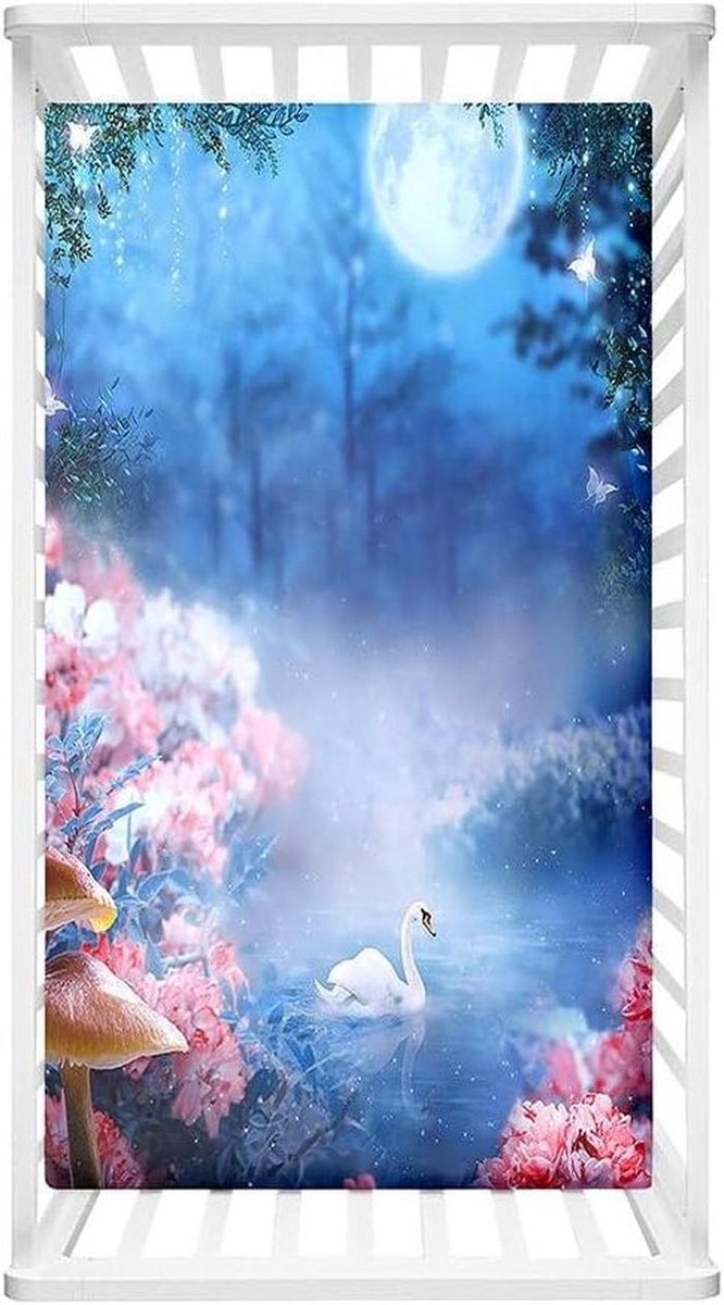 Ledikantlakens - Wieg Lakens - Babykamer Inrichting - Zachte Ademende Microvezel - 140 x 70 cm - Zwaan