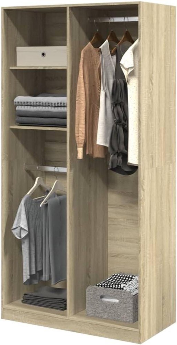 Kledingkast Hout - Opbergkast Slaapkamer - Kleding Opbergen - Vochtbestendig Materiaal - 1