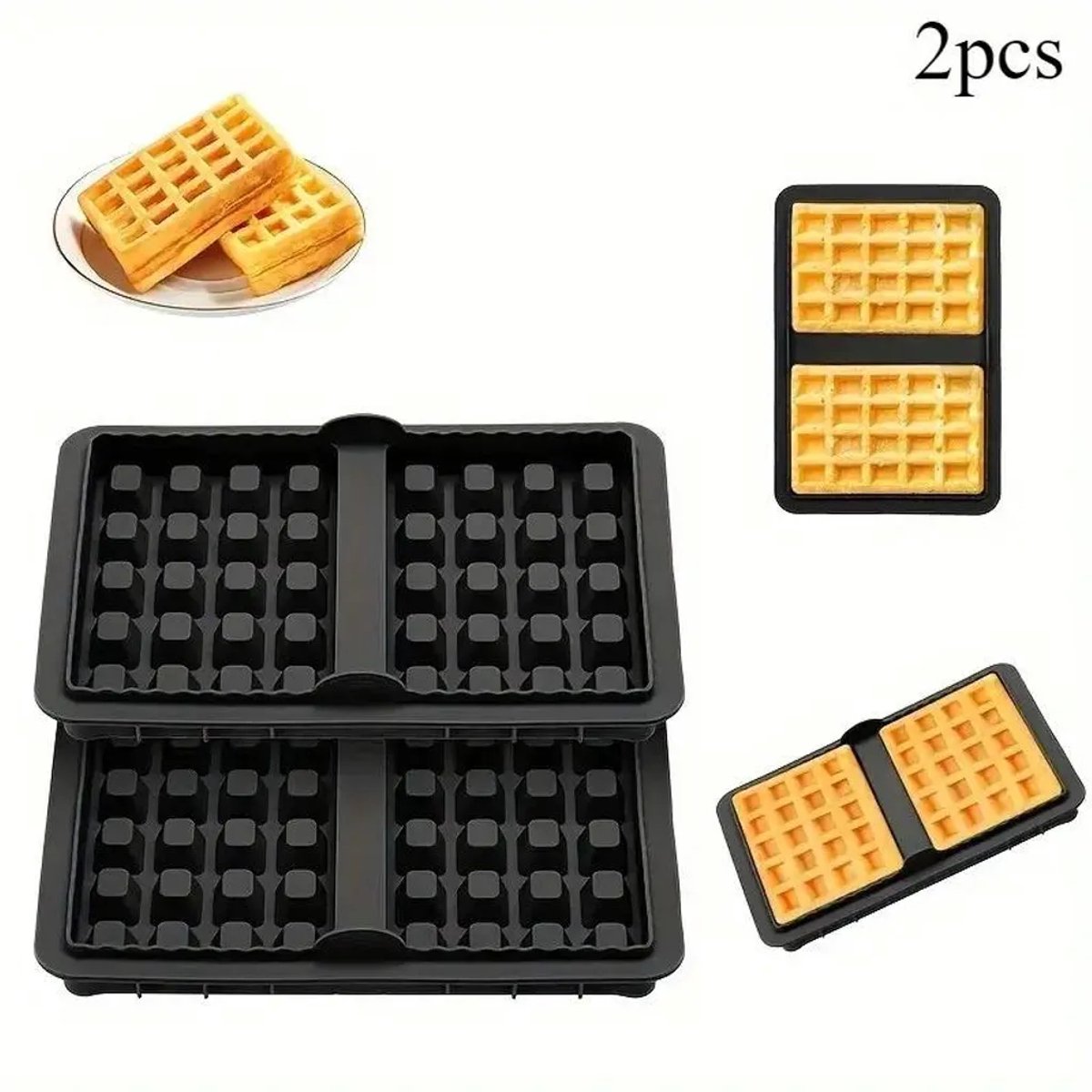 Siliconen wafelvormen voor airfryers, stapelbaar en herbruikbaar, geschikt voor Ninja AF400 AF451 SL400 AF5 - 2 stuks