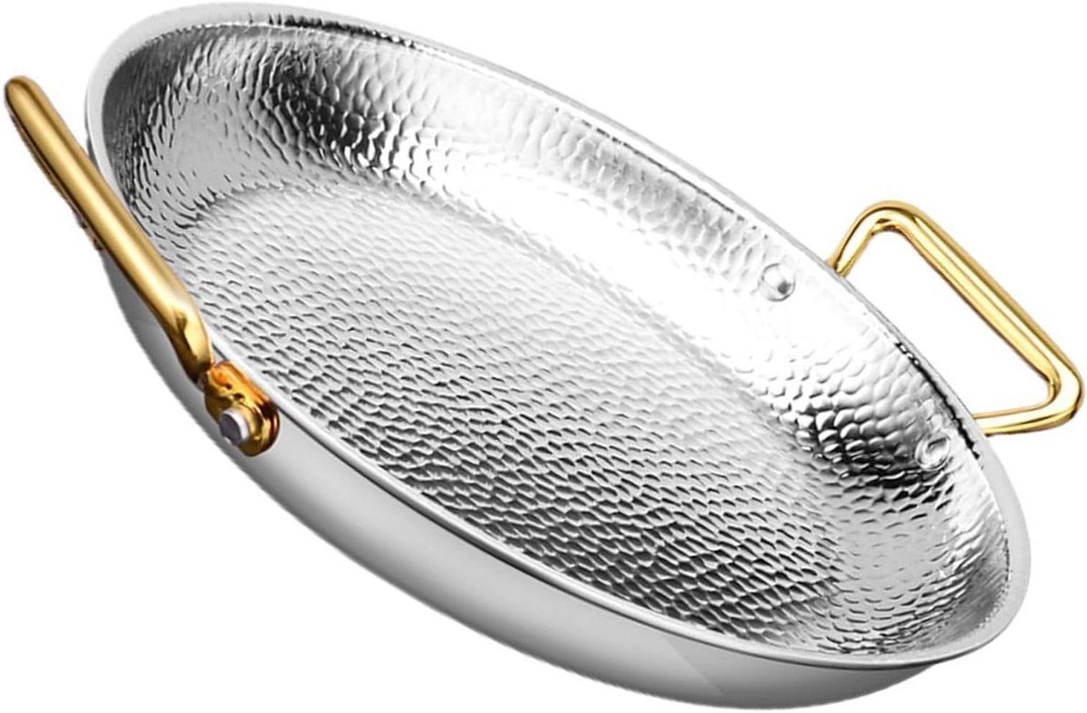 Paella Pan - Paellera Koekenpan - Koken met vrienden - Dubbele oren - 20 cm - Zilver
